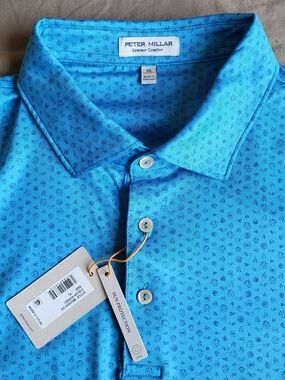 Peter Millar Crown Sport Summer Comfort Jersey Polo Shirt men's size XL Blue
